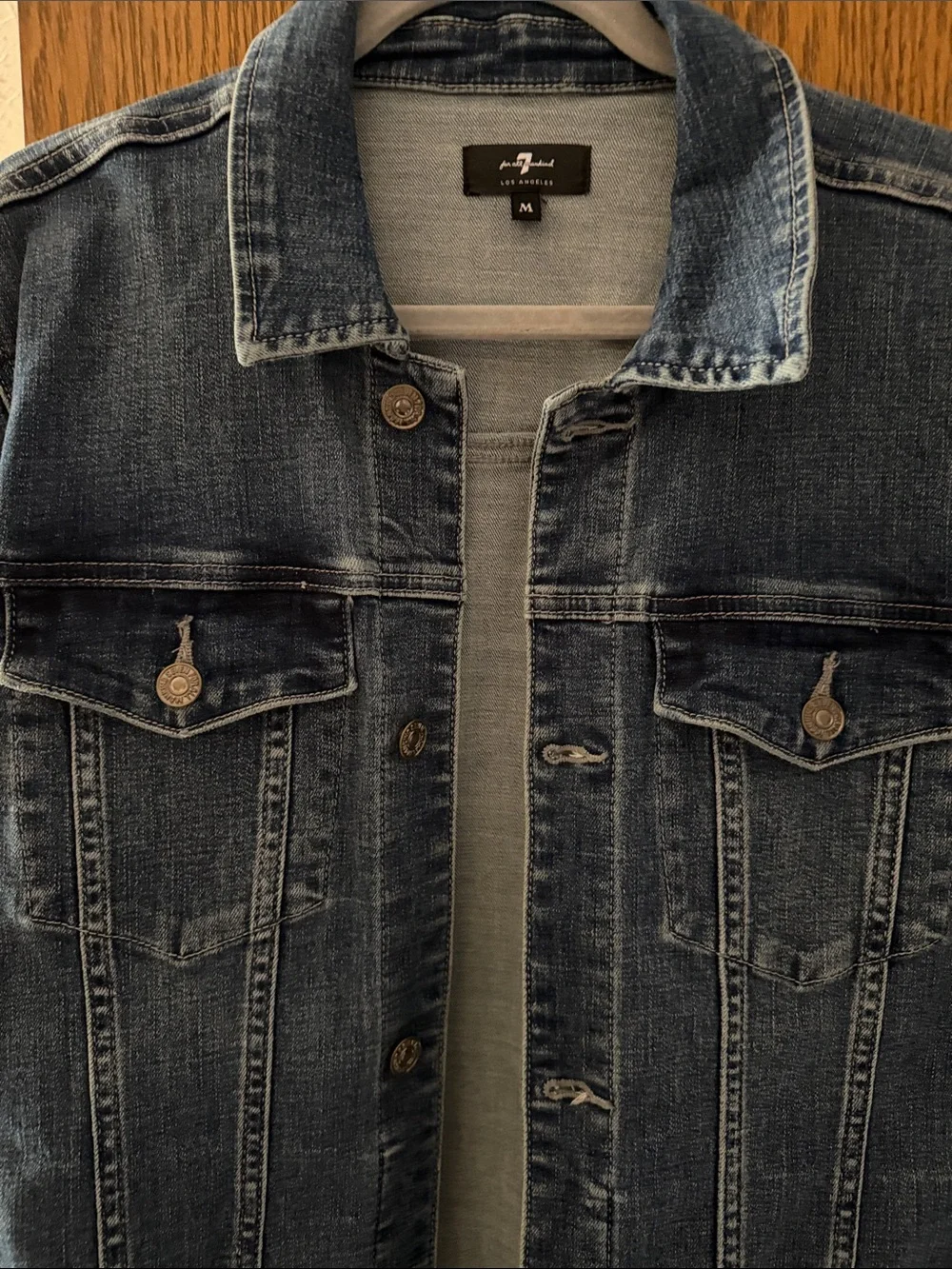 7 For All Mankind Men's Gray Denim Jacket - Button Front